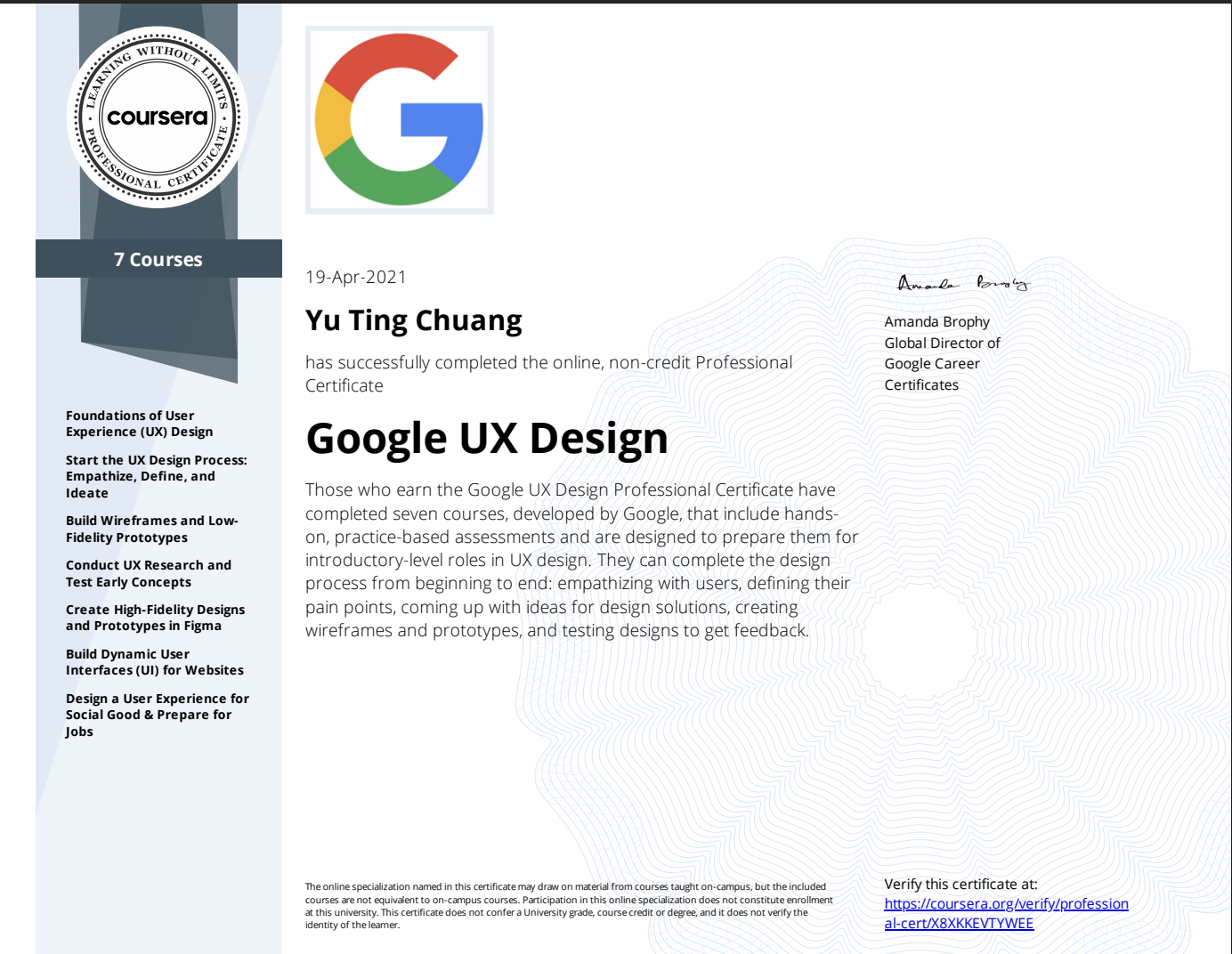 Google UX Design Specialization
